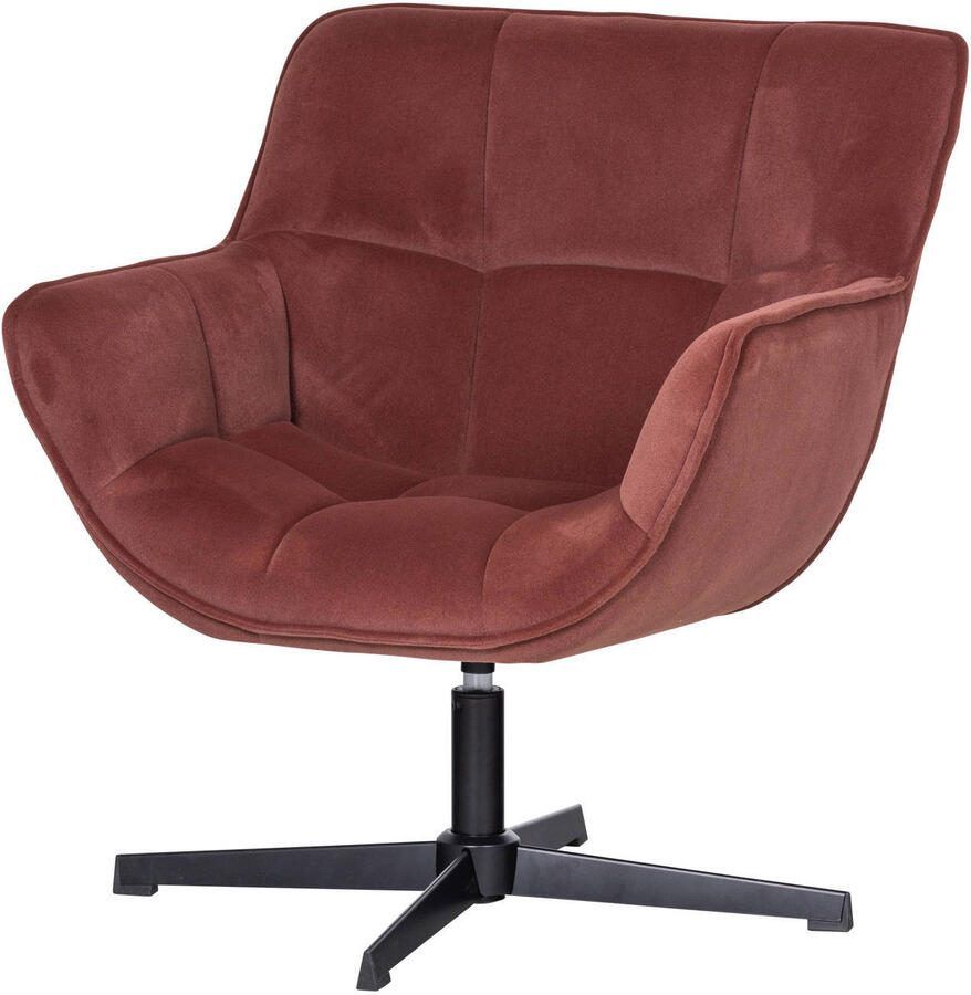 WOOOD Draaifauteuil Wibo Velvet Bruinrood