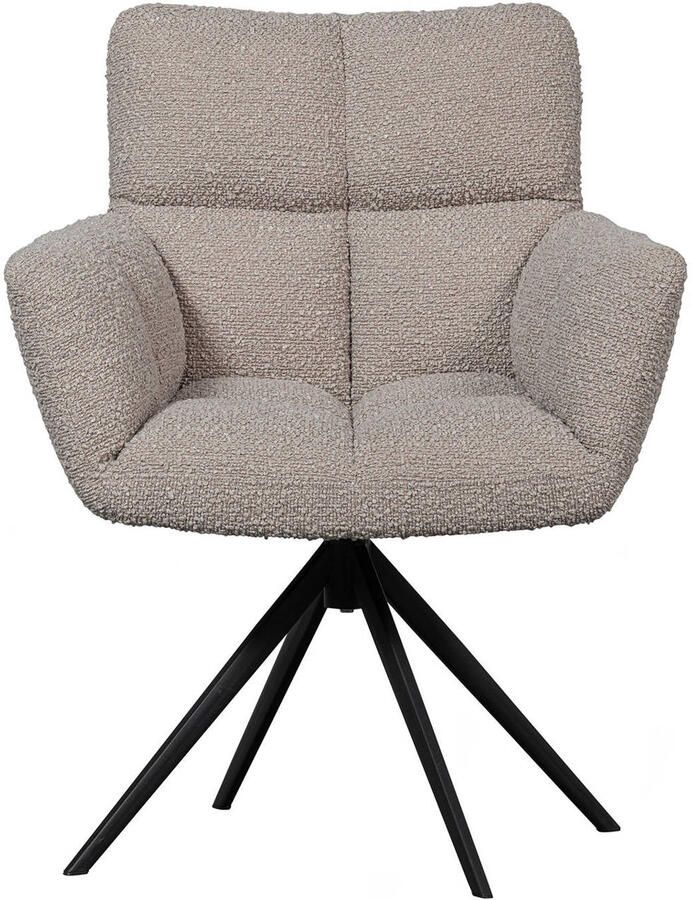 WOOOD Exclusive | Vinny Draaistoel Met Armleuning Bouclé Zand | Zitmeubels eetkamer | Armstoel - Foto 7