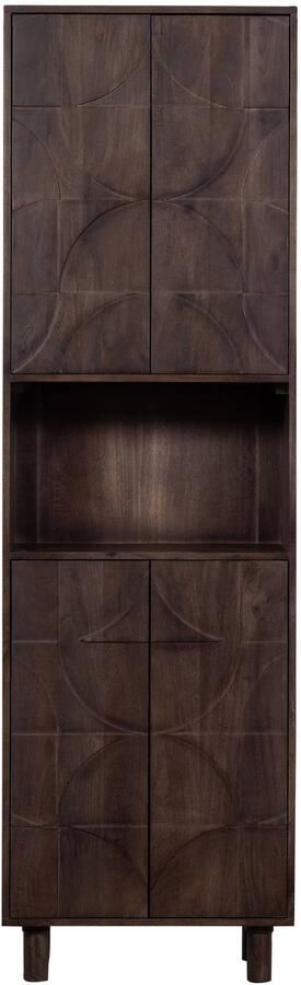 BePureHome | Draw 4-deurs Opbergkast Met Open Vak Mango Hout Walnoot | Woonkamer meubels | BergkastKast - Foto 4