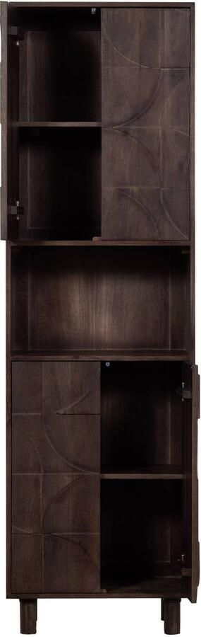 BePureHome | Draw 4-deurs Opbergkast Met Open Vak Mango Hout Walnoot | Woonkamer meubels | BergkastKast - Foto 3