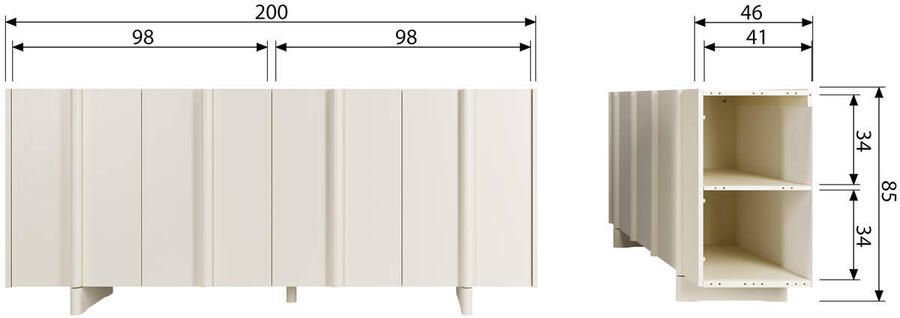 WOOOD Exclusive | Basu Dressoir Grenen Dust | Woonkamer meubels | Dressoir - Foto 9