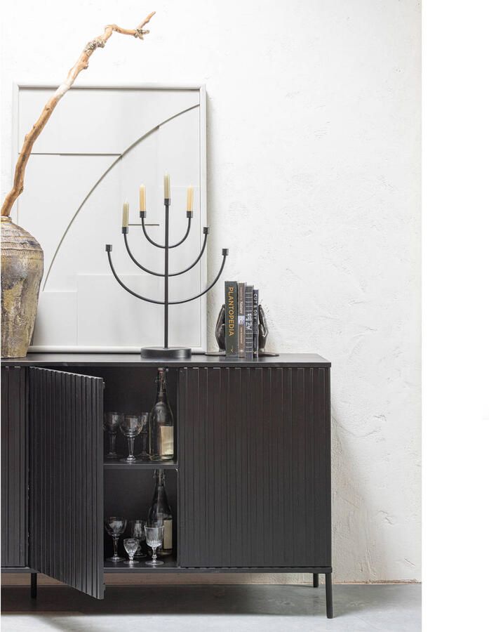 WOOOD Exclusive | Gravure New Dressoir 200cm Grenen Zwart | Woonkamer meubels | Dressoir - Foto 9