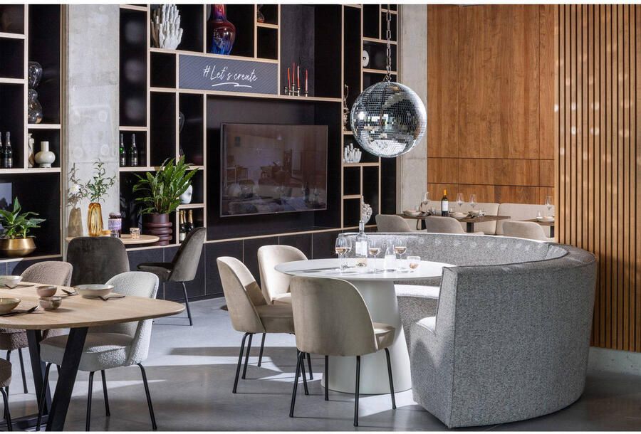 WOOOD | Europa 4-zitsbank eetbank geweven stof zand melange | Zitmeubels eetkamer | Eetkamerbank - Foto 3