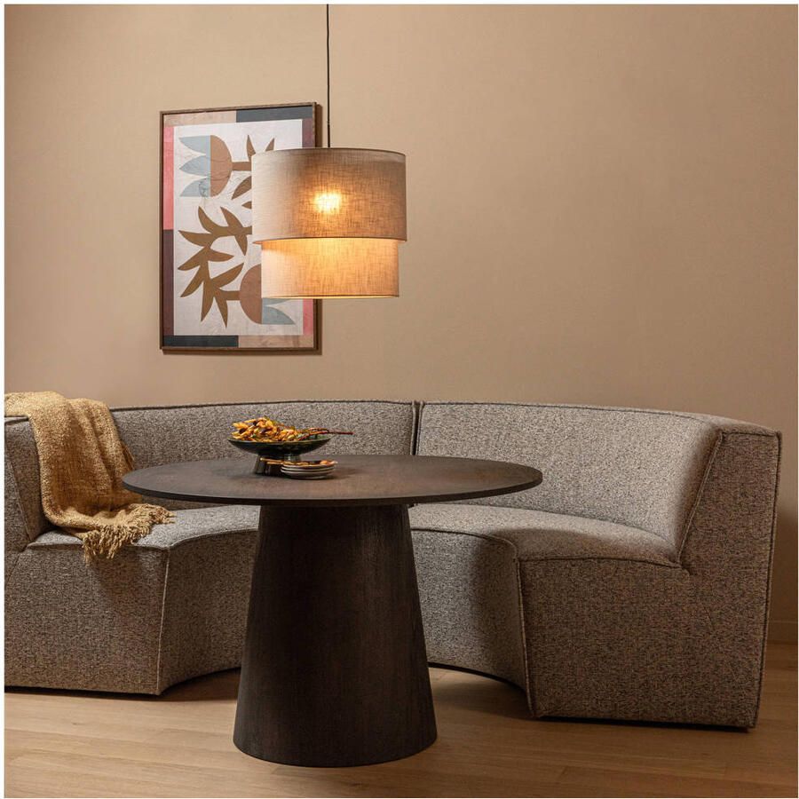 WOOOD | Europa 4-zitsbank eetbank geweven stof zand melange | Zitmeubels eetkamer | Eetkamerbank