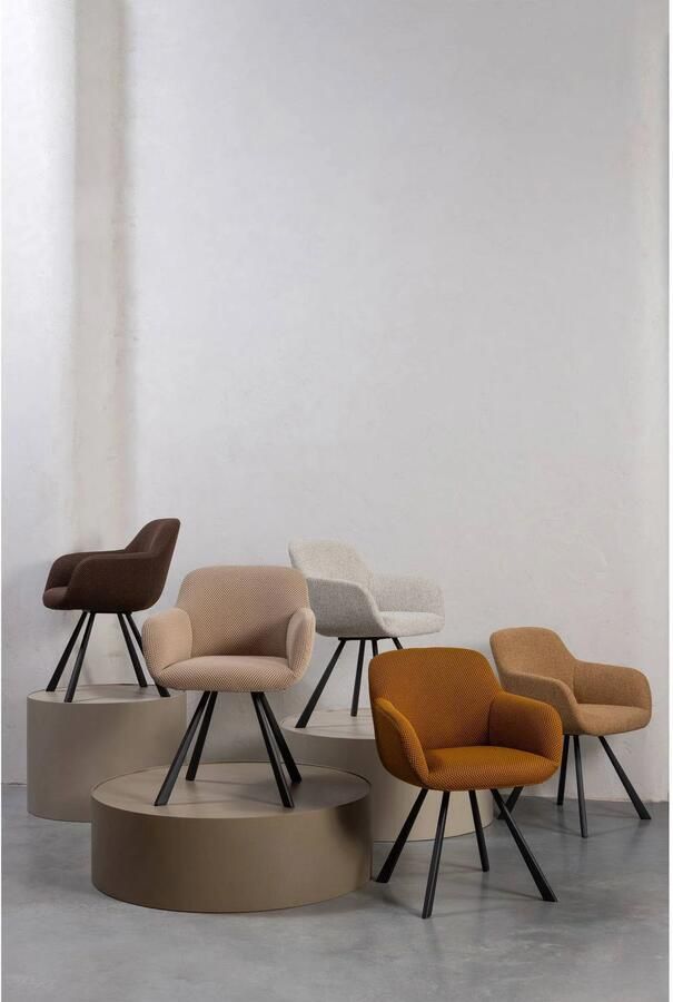 WOOOD Eetkamerstoel Juno Frame van metaal gepolsterd met zacht mesh-stof H 79 cm - Foto 8