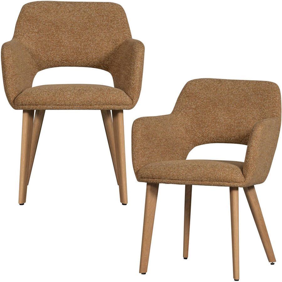 Woood Murat Eetkamerstoelen Houten Naturel Poot Geel Set van 2