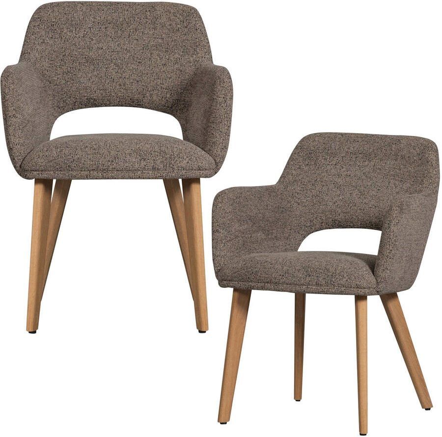 Woood Murat Eetkamerstoelen Houten Naturel Poot Taupe Set van 2