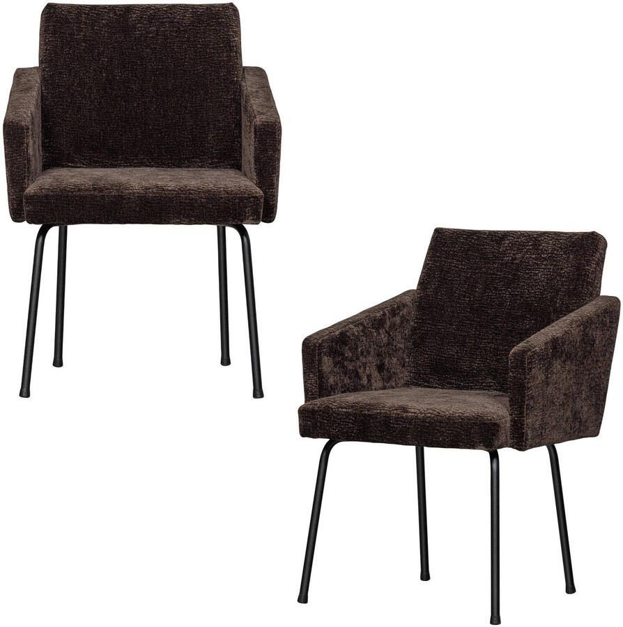 Woood Mount Eetkamerstoelen Polyester Donkerbruin Set van 2