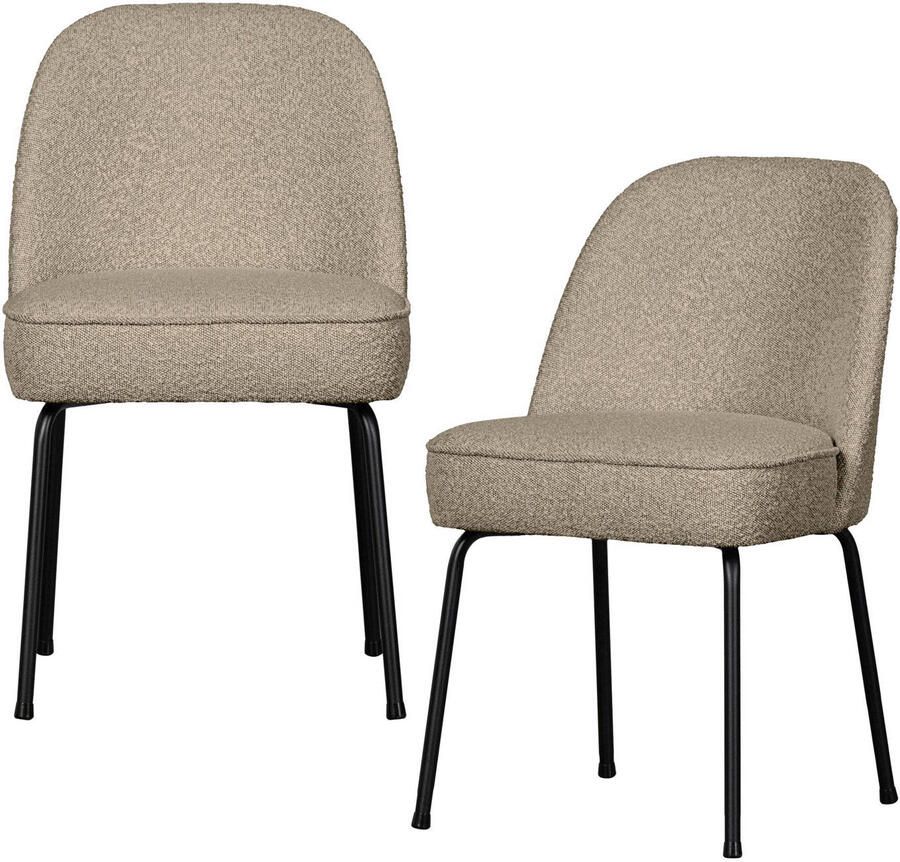 BePureHome Vogue Eetkamerstoelen Bouclé Beige Set van 2
