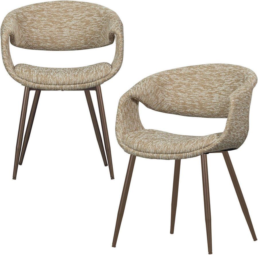 Woood Yossi Eetkamerstoelen Met Metalen Koper Poot Zand Set van 2