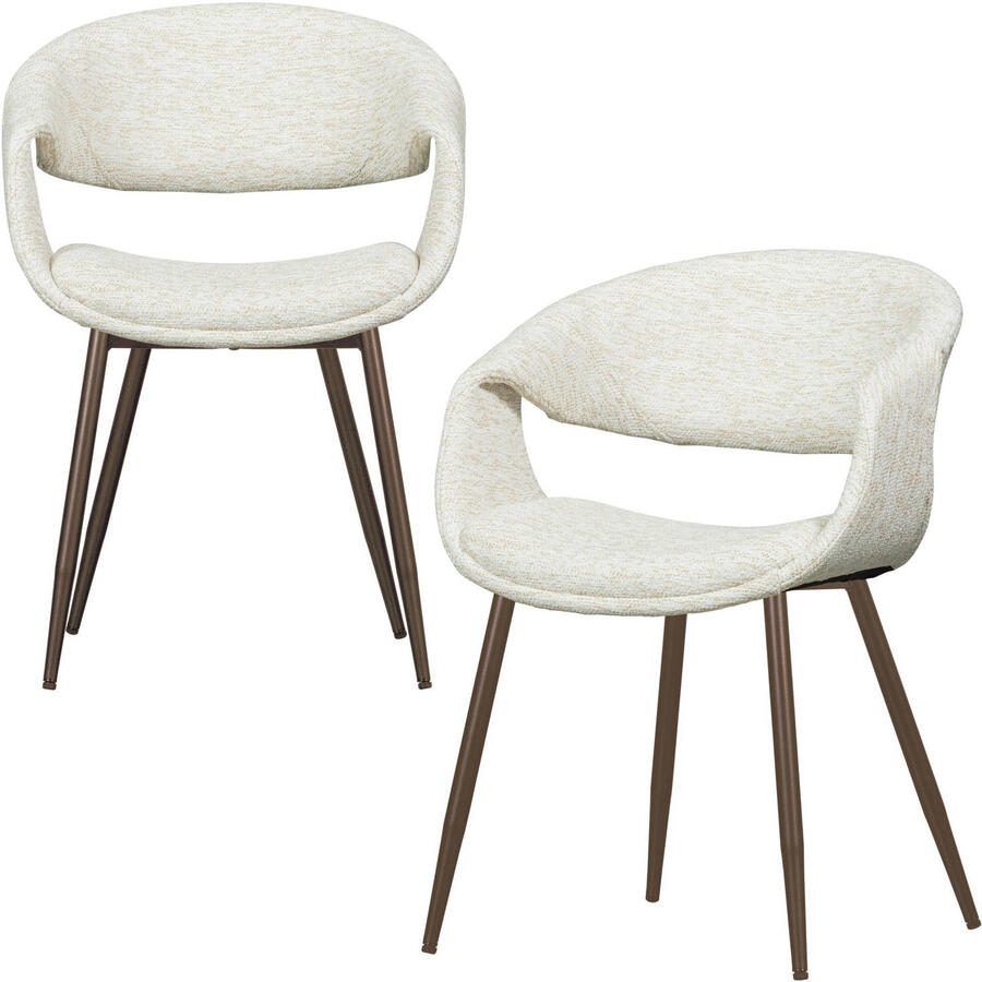 Woood Yossi Eetkamerstoelen Metalen Koper Poot Naturel Set van 2