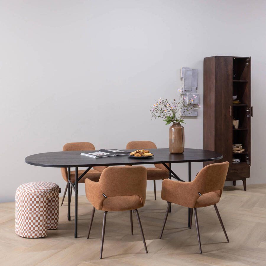 WOOOD Ovale Eettafel Arthur Eikenhout 220 x 90cm Zwart Ovaal - Foto 2