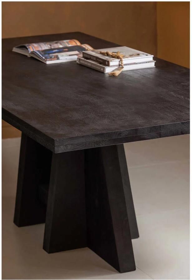 WOOOD | Kean eettafel met middenpoot mango zwart 220x100cm | Eettafels | Eettafel - Foto 4