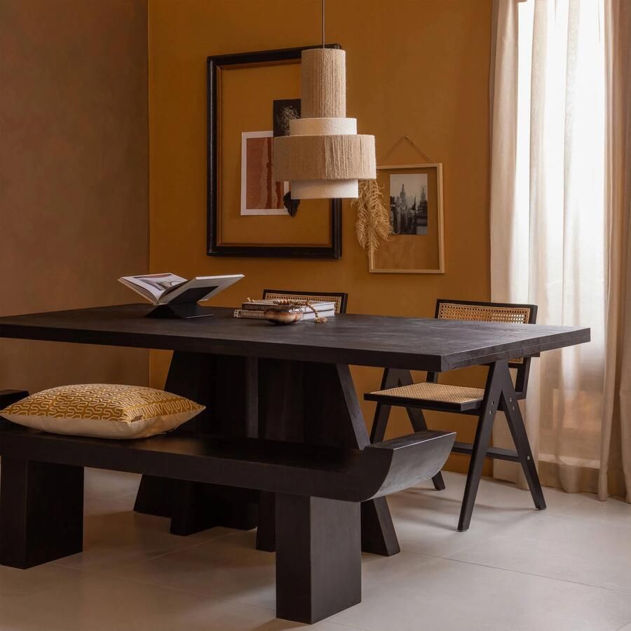 WOOOD | Kean eettafel met middenpoot mango zwart 220x100cm | Eettafels | Eettafel - Foto 3