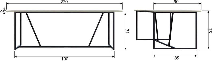 WOOOD Eettafel Silas rechthoekige vorm hout gedeeltelijk massief h 75 cm x b 220 cm - Foto 7