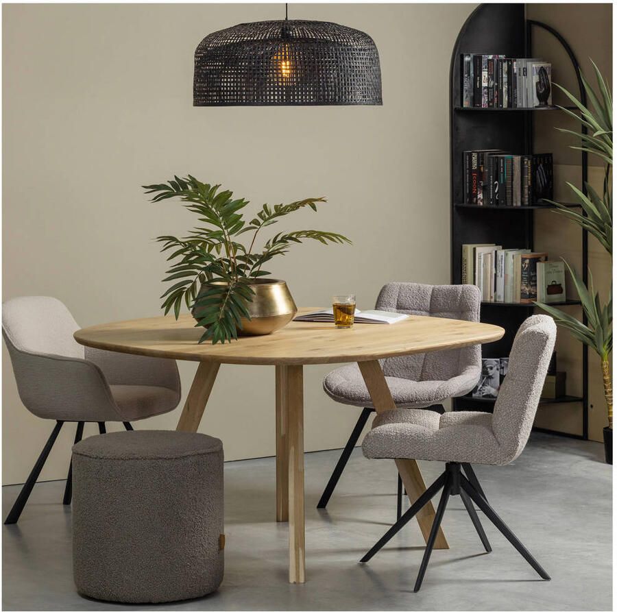 WOOOD | Eettafel Organisch Eiken 130x130&3-stand Poot Naturel | Eettafels | Eettafel