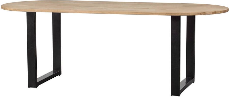 WOOOD Tablo Tafel Ovaal met U-Poot Eiken Metaal Onbehandeld 75x220x90 - Foto 3