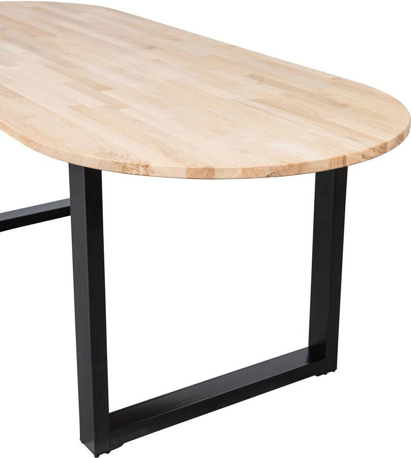 WOOOD Tablo Tafel Ovaal met U-Poot Eiken Metaal Onbehandeld 75x220x90 - Foto 2
