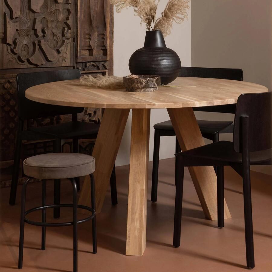 WOOOD | Rhonda EettafelØ129cm Eiken Naturel | Eettafels | Eettafel - Foto 2