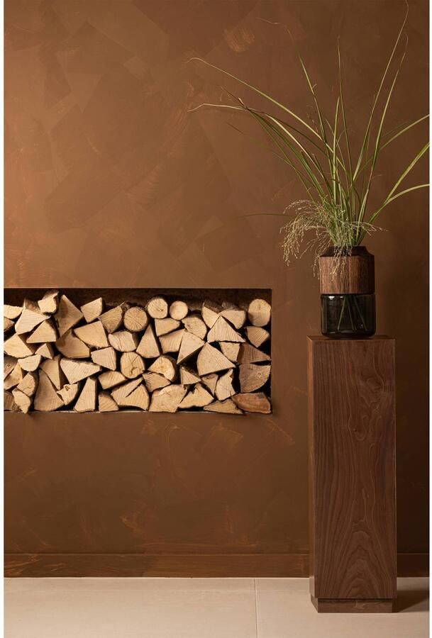 WOOOD | Enid Plantenstandaard Hout Walnoot | Woonkamertafels | Bijzettafel - Foto 4
