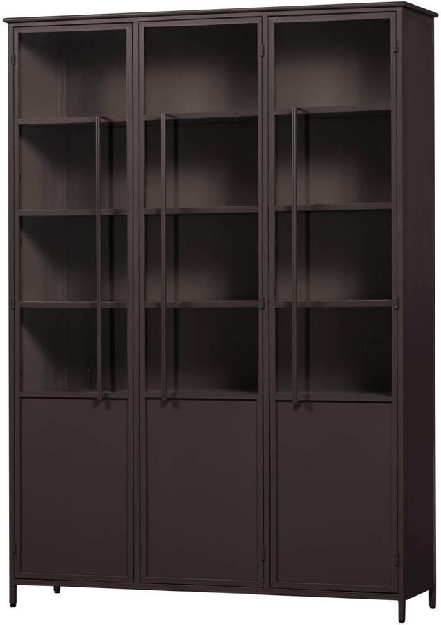 WOOOD Exhibit 3-deurs Vitrinekast XL Metaal Zwart 200x140x44 cm