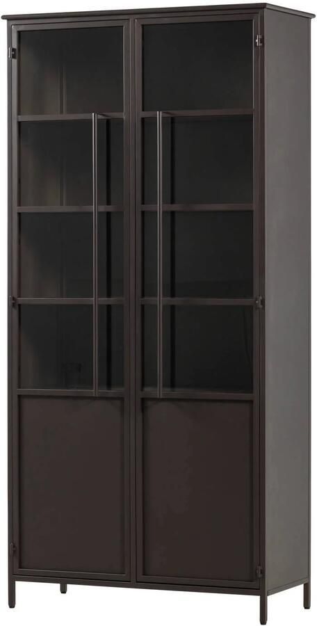 WOOOD Exhibit 2-deurs Vitrinekast XL Metaal Geel 200x99x44