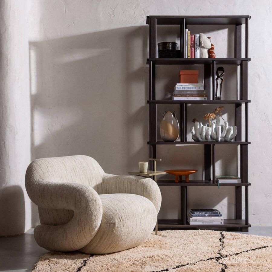 WOOOD | Folke fauteuil chenille naturel melange | Zitmeubels woonkamer | Fauteuil