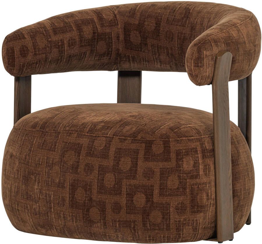 WOOOD Fauteuil Foon 3D structuurstof en hout Bruin