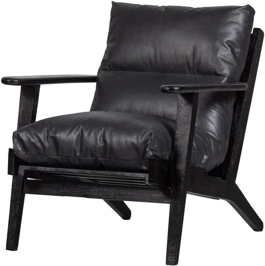 BePureHome | Houston Fauteuil Echt Leer Zwart | Zitmeubels woonkamer | Fauteuil - Foto 6