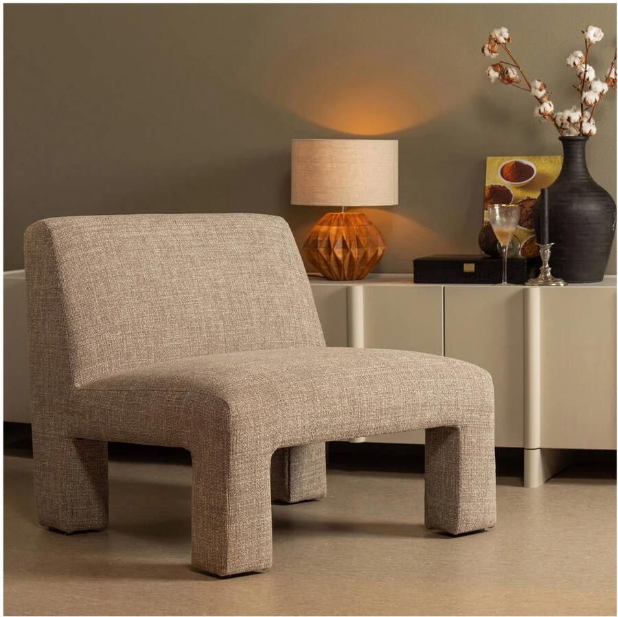 WOOOD Fauteuil Lavid geweven stof 4-poots frame h 73 cm x b 74 cm - Foto 9