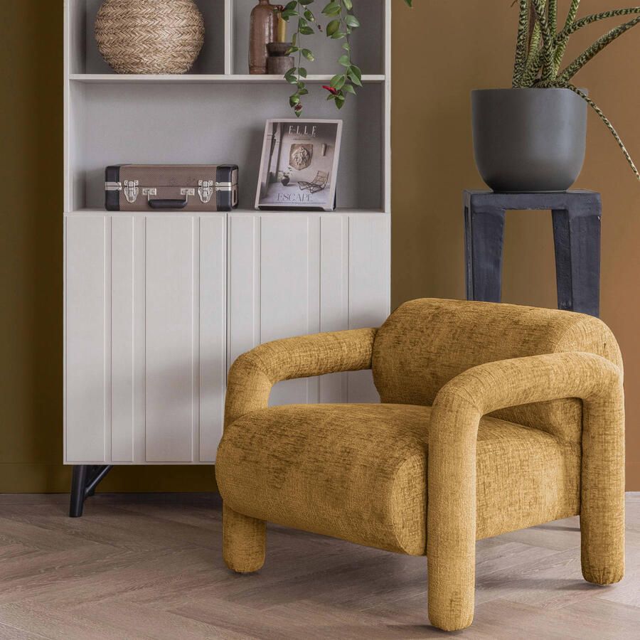 WOOOD Exclusive | Lenny Fauteuil Grove Textuur Goud geel | Zitmeubels woonkamer | Fauteuil - Foto 6