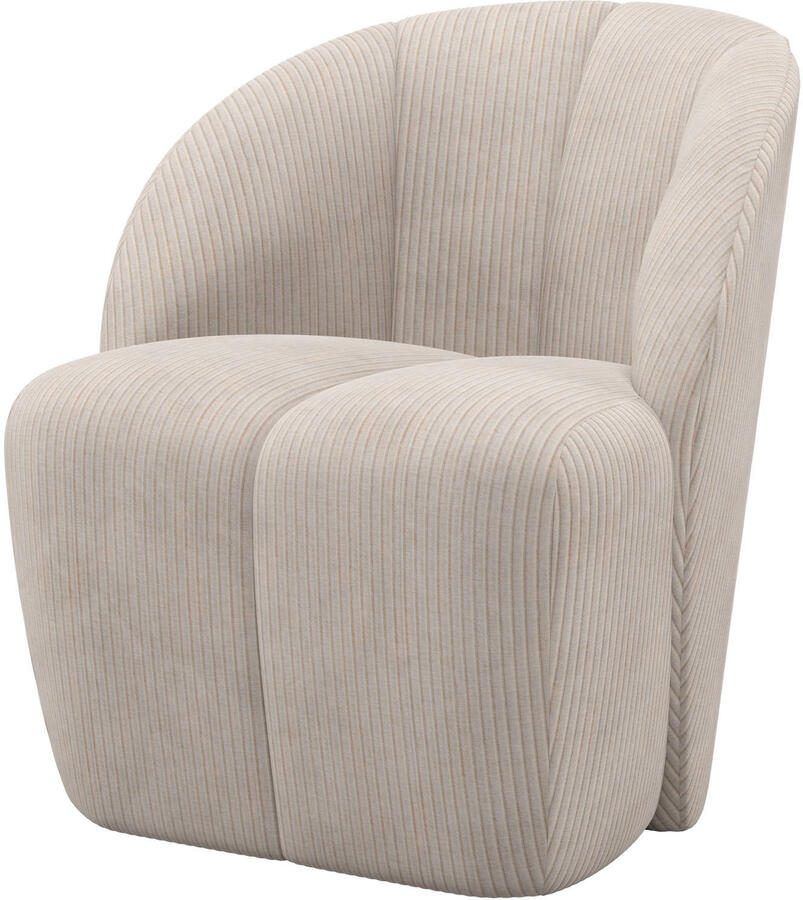 WOOOD | Mojo draaifauteuil ribstof ecru | Zitmeubels woonkamer | Draaifauteuil