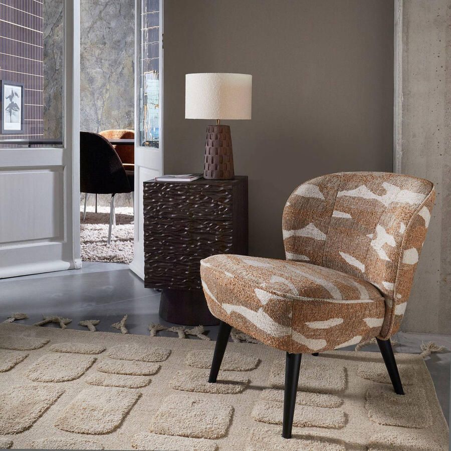 WOOOD | Sara fauteuil geweven camouflage dessin groen | Zitmeubels woonkamer | Fauteuil