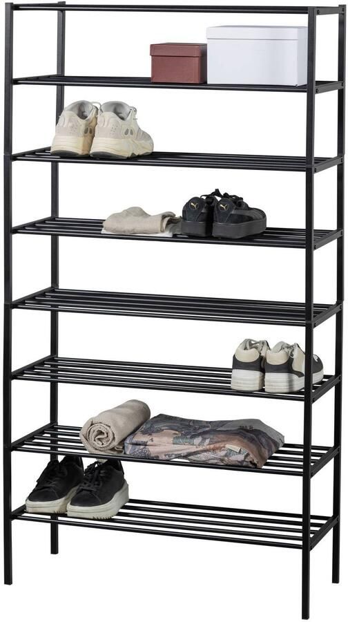 WOOOD | Ferro Schoenenrek Stapel V 4 Metaal Zwart | Woonkamer meubels | Schoenenkast - Foto 5