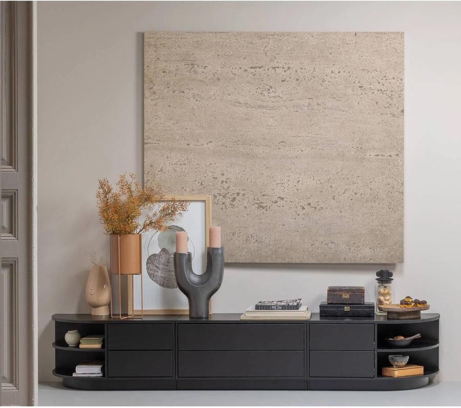 WOOOD Exclusive | Finca Tv Meubel Rond Links 78cm Grenen Zwart | Woonkamer meubels | Tv-dressoirTv-meubel - Foto 2