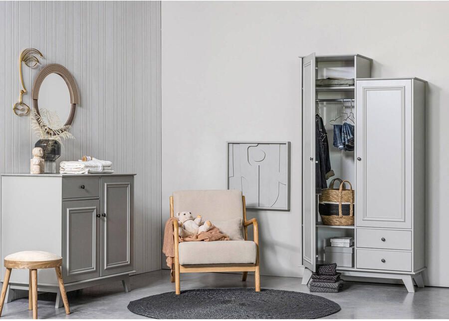 WOOOD Kledingkast Lily massief dennenhout met kledingstang h 190 cm x b 98 cm - Foto 9