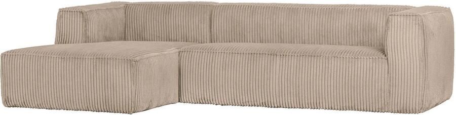 WOOOD | Bean Hoekbank Links Grove Ribstof Travertin | Zitmeubels woonkamer | HoekbankModulaire banken