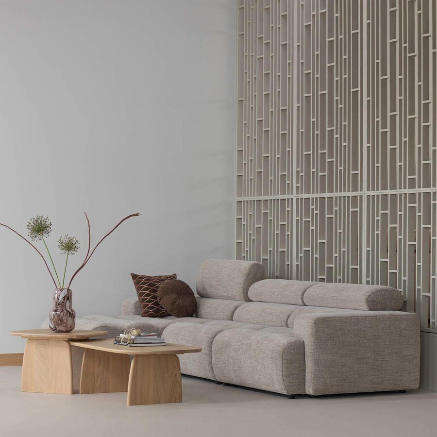 WOOOD | Aziz kussens velvet bruin naturel set van 3 | Woonaccessoires | Sierkussen