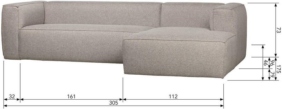 WOOOD | Bean Hoekbank Rechts Incl. Kussens Lichtgrijs Gemeleerd | Zitmeubels woonkamer | HoekbankModulaire banken - Foto 10