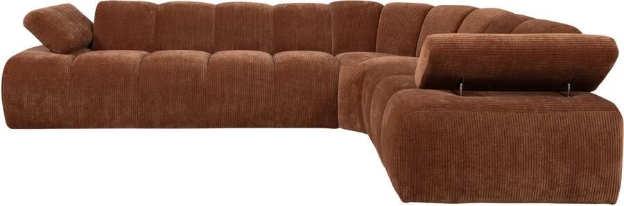 WOOOD | Mojo hoekbank rechts geweven ribstof roest bruin | Zitmeubels woonkamer | HoekbankModulaire banken - Foto 3