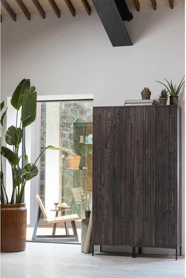 WOOOD | New gravure hoge kast met lade essen fineer espresso | Woonkamer meubels | BergkastWandkast - Foto 11