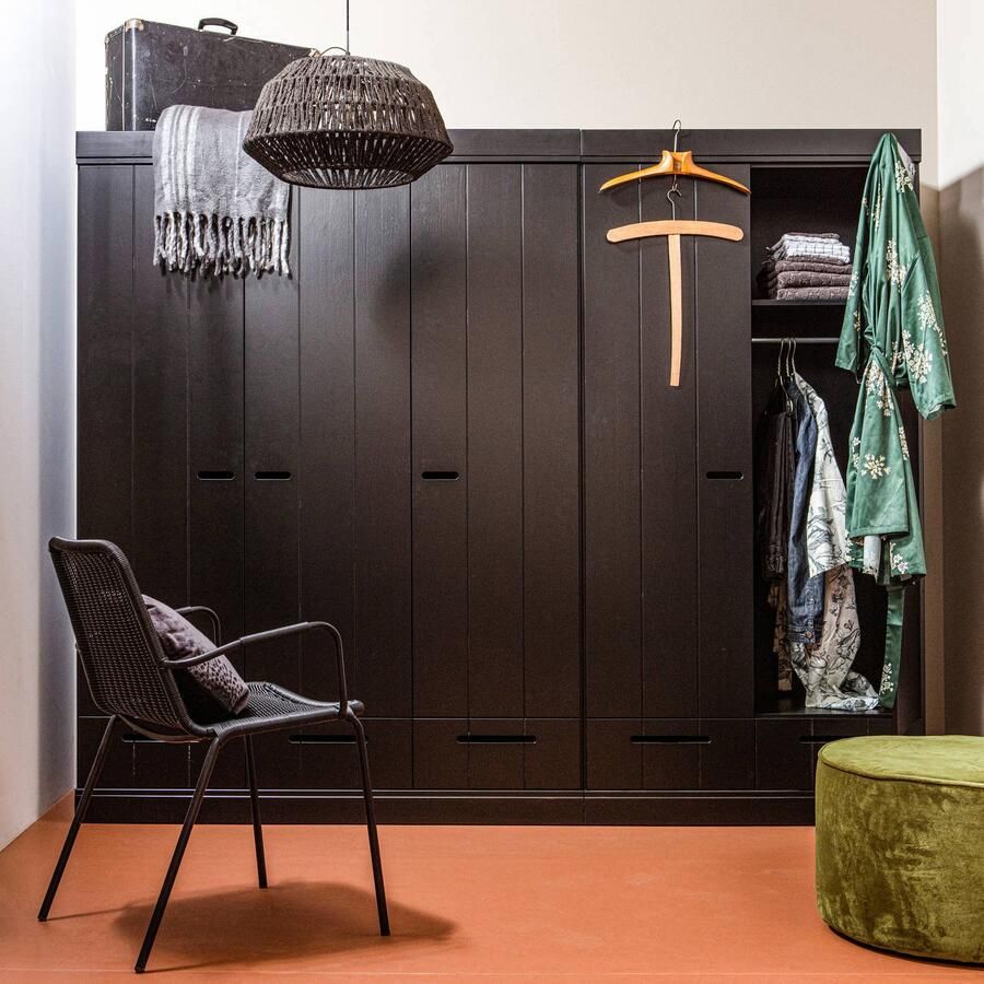 WOOOD | Connect 3 Drs Lade Strokendeur Zwart | Slaapkamerkasten | KledingkastLinnenkast - Foto 7
