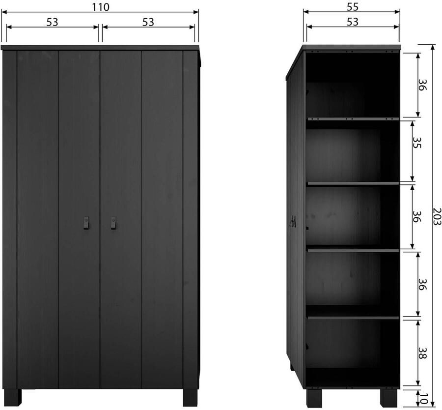 WOOOD Kledingkast Ties met kledingstang veel opbergruimte h 203 cm x b 110 cm - Foto 3