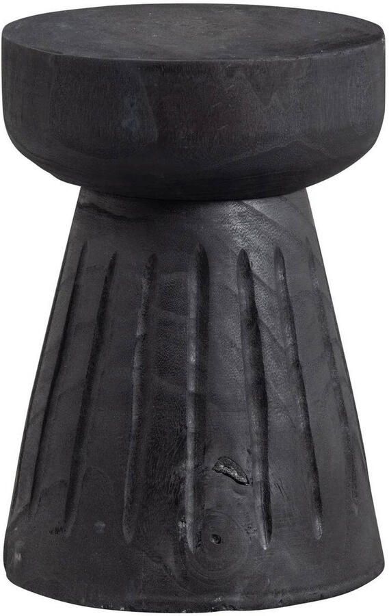 WOOOD | Borre Kruk Hout Zwart 40xØ28cm | Woonaccessoires | Krukje