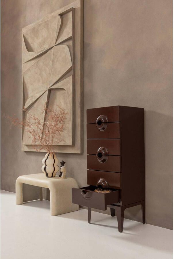 WOOOD | Merge ladekast 6 lades hout bruin rood | Woonkamer meubels | Ladekast - Foto 3