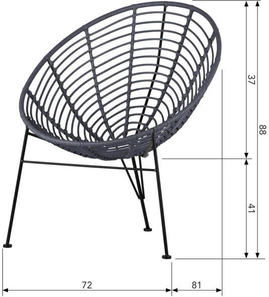 WOOOD Jane Loungestoel Buiten PE Metaal Inkt 88x72x81 - Foto 4