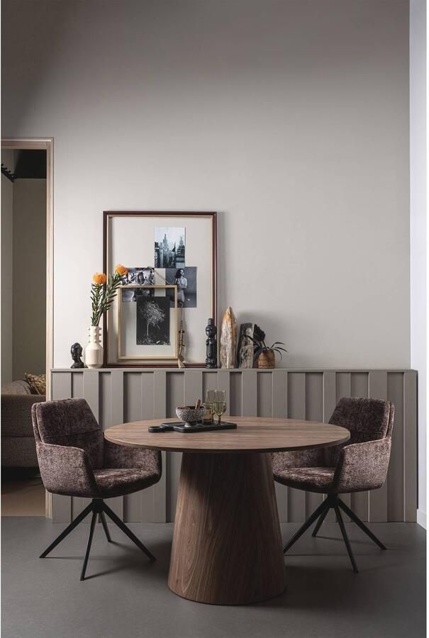 WOOOD | Maan eettafel rond mdf walnoot -Ø120cm | Eettafels | Eettafel - Foto 2