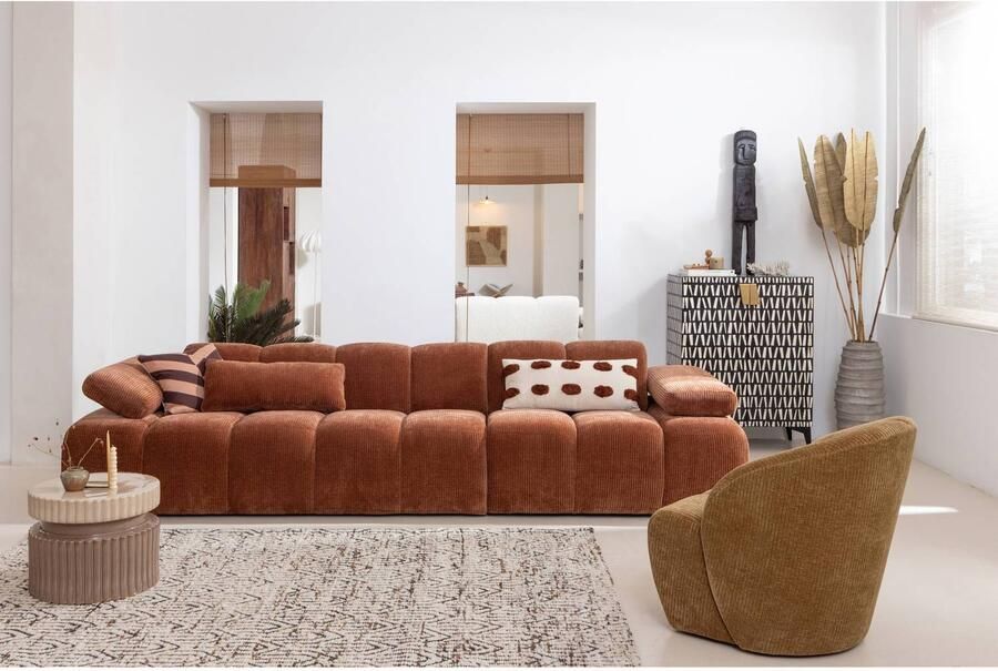 WOOOD | Mojo draaifauteuil geweven ribstof honing geel | Zitmeubels woonkamer | Draaifauteuil - Foto 4