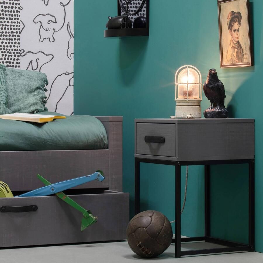 WOOOD | Morris Bed Grenen Leem 90x200cm Excl Lattenbodem | Slaapkamer meubels | Ledikant - Foto 3