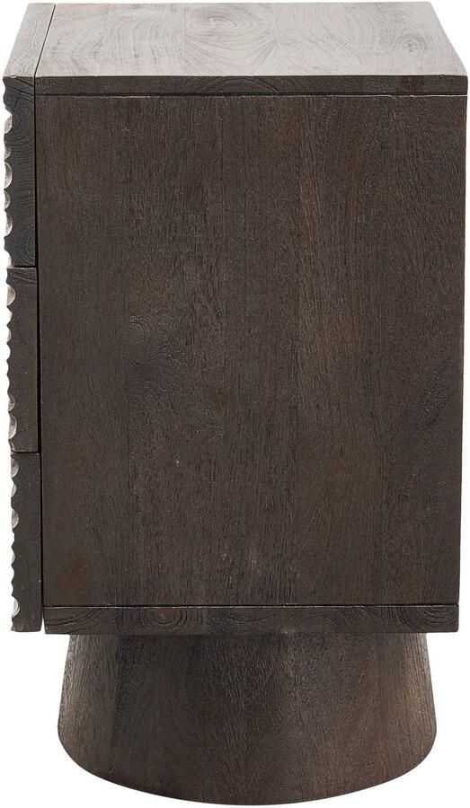 WOOOD | Crumble carved nachtkastje met lades mango hout walnoot | Slaapkamer meubels | Nachtkastje - Foto 4